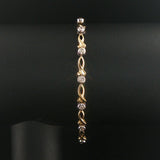 14k Yellow and White Gold 0.25cttw Bezel Set Diamond Fancy Link Bracelet 6.75"