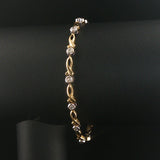 14k Yellow and White Gold 0.25cttw Bezel Set Diamond Fancy Link Bracelet 6.75"