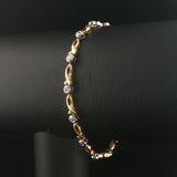 14k Yellow and White Gold 0.25cttw Bezel Set Diamond Fancy Link Bracelet 6.75"