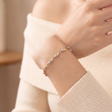 14k Yellow and White Gold 0.25cttw Bezel Set Diamond Fancy Link Bracelet 6.75"