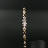14k Yellow and White Gold 0.25cttw Bezel Set Diamond Fancy Link Bracelet 6.75"