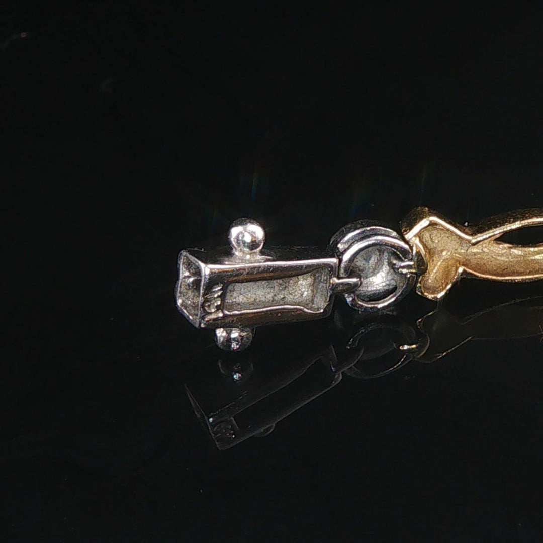 14k Yellow and White Gold 0.25cttw Bezel Set Diamond Fancy Link Bracelet 6.75"