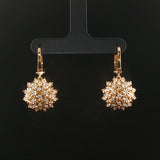 14k Yellow Gold and 0.50cttw Diamond Floral Drop Dangle Earrings 1.2"