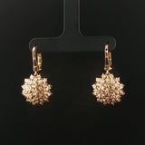14k Yellow Gold and 0.50cttw Diamond Floral Drop Dangle Earrings 1.2"
