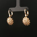 14k Yellow Gold and 0.50cttw Diamond Floral Drop Dangle Earrings 1.2"