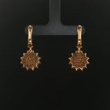 14k Yellow Gold and 0.50cttw Diamond Floral Drop Dangle Earrings 1.2"