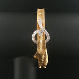 14k Yellow and White Gold Diamond Vintage Solid Fancy Bangle Bracelet 6.75"