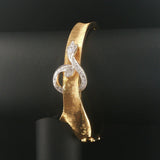 14k Yellow and White Gold Diamond Vintage Solid Fancy Bangle Bracelet 6.75"
