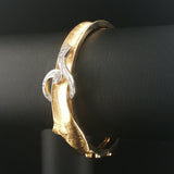 14k Yellow and White Gold Diamond Vintage Solid Fancy Bangle Bracelet 6.75"