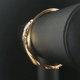 14k Yellow and White Gold Diamond Vintage Solid Fancy Bangle Bracelet 6.75"