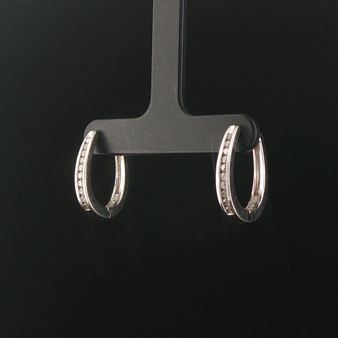 14k White Gold and 0.50cttw Diamond Hoop Earrings