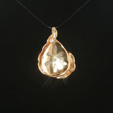 14k Yellow Gold Tear Drop Mabe Pearl and 0.35cttw Diamond Pendant 1"