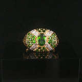 14k Yellow Gold Tsavorite and Diamond Ladies Ring Size 7