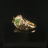 14k Yellow Gold Tsavorite and Diamond Ladies Ring Size 7