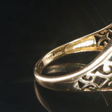14k Yellow Gold Tsavorite and Diamond Ladies Ring Size 7