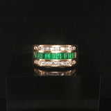 14k Yellow Gold Emerald and 0.75cttw Diamond Men's Solid Ring Size 8.75