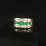 14k Yellow Gold Emerald and 0.75cttw Diamond Men's Solid Ring Size 8.75