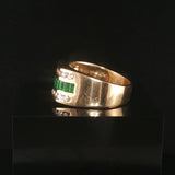 14k Yellow Gold Emerald and 0.75cttw Diamond Men's Solid Ring Size 8.75