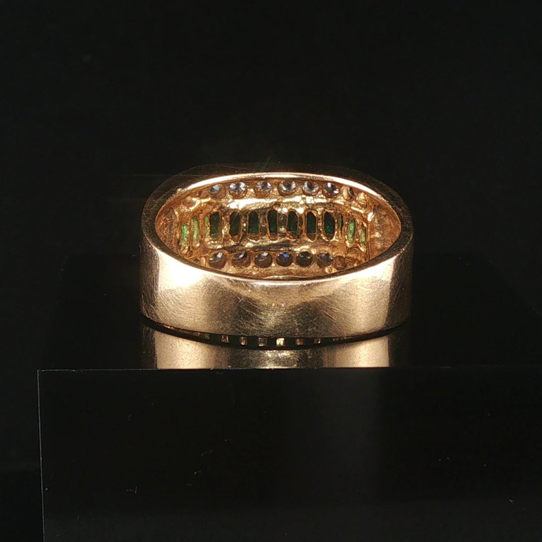 14k Yellow Gold Emerald and 0.75cttw Diamond Men's Solid Ring Size 8.75