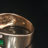 14k Yellow Gold Emerald and 0.75cttw Diamond Men's Solid Ring Size 8.75