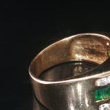 14k Yellow Gold Emerald and 0.75cttw Diamond Men's Solid Ring Size 8.75
