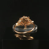 14k Yellow Gold Emerald and Diamond Floral Cluster Ring Size 6.25