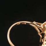 14k Yellow Gold Emerald and Diamond Floral Cluster Ring Size 6.25