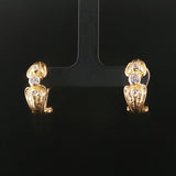 14k Yellow and White Gold Bezel Diamond Vintage Huggie Earrings