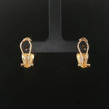 14k Yellow and White Gold Bezel Diamond Vintage Huggie Earrings