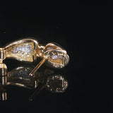 14k Yellow and White Gold Bezel Diamond Vintage Huggie Earrings
