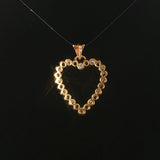 14k Yellow Gold Emerald and Diamond Heart Pendant 1"