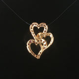 14k Yellow Gold Morganite Pink Sapphire and Diamond Three Heart Pendant 1"