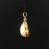 14k Yellow Gold 11.35ct Pear Opal and Diamond Halo Pendant 1.4"