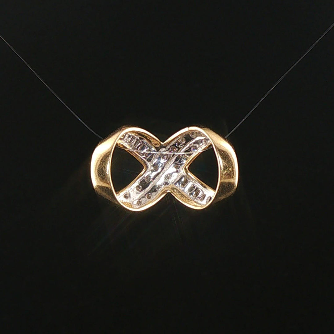 14k Yellow Gold and 0.25ct Round and Baguette Diamond Slide Pendant