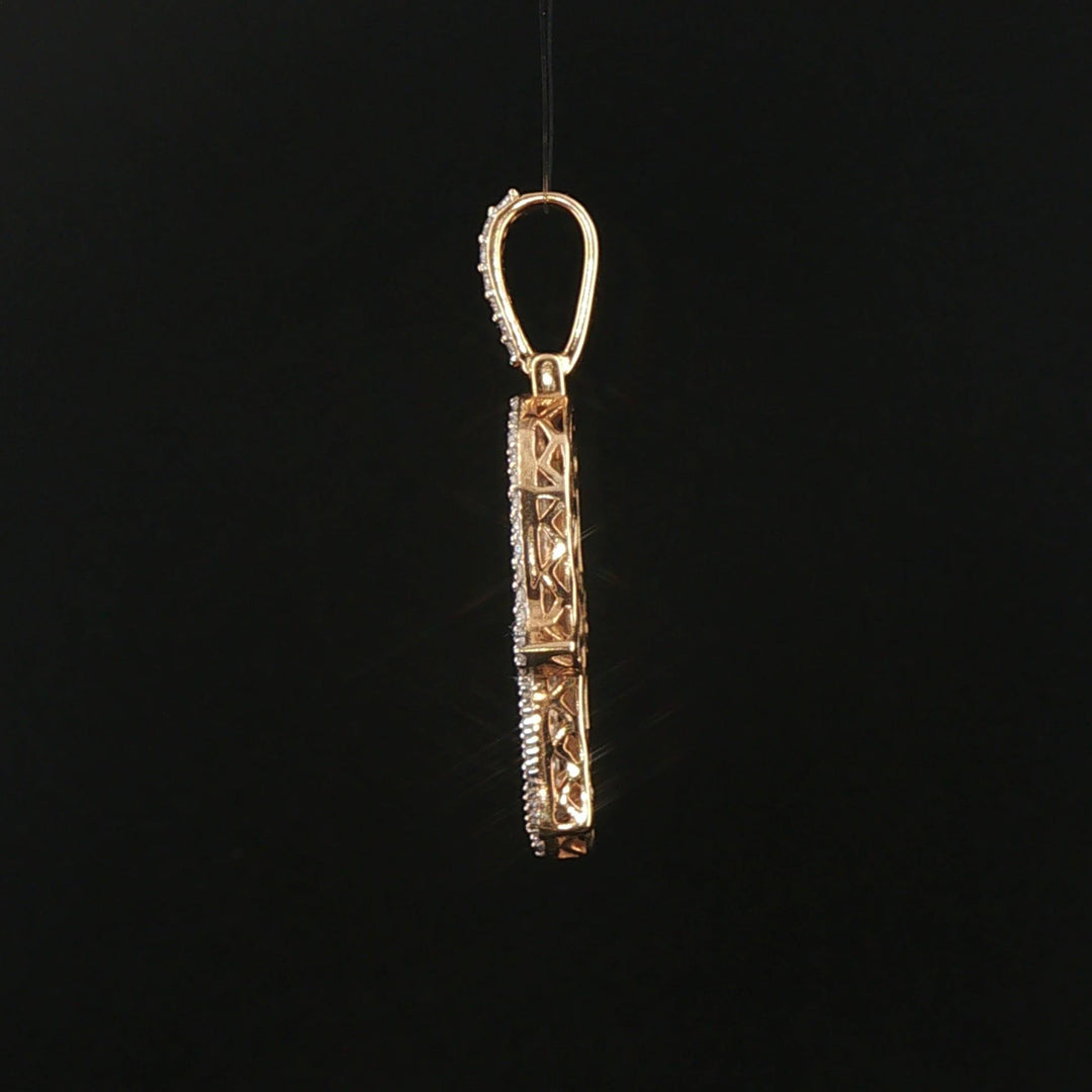 10k Yellow Gold and 1.50cttw Pave Diamond Hamsa Pendant 1.5"