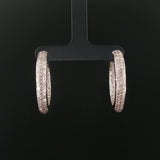 18k White Gold and 3cttw Pave Diamond Inside Out Hoop Earrings 1.25"