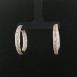 18k White Gold and 3cttw Pave Diamond Inside Out Hoop Earrings 1.25"