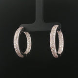 18k White Gold and 3cttw Pave Diamond Inside Out Hoop Earrings 1.25"