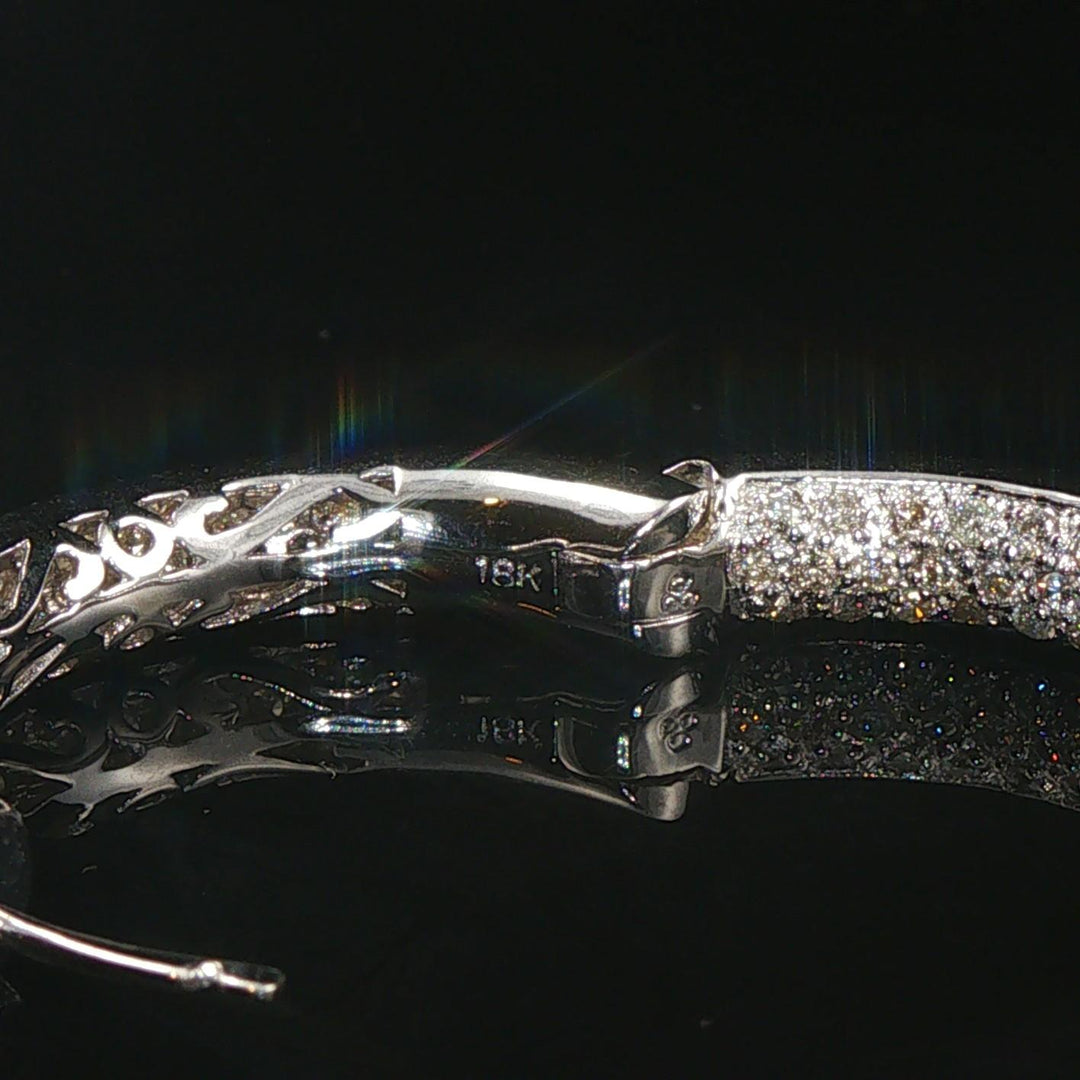 18k White Gold and 3cttw Pave Diamond Inside Out Hoop Earrings 1.25"