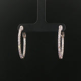 14k White Gold and 1.50cttw Diamond Inside Out Oval Hoop Earrings 1.25"