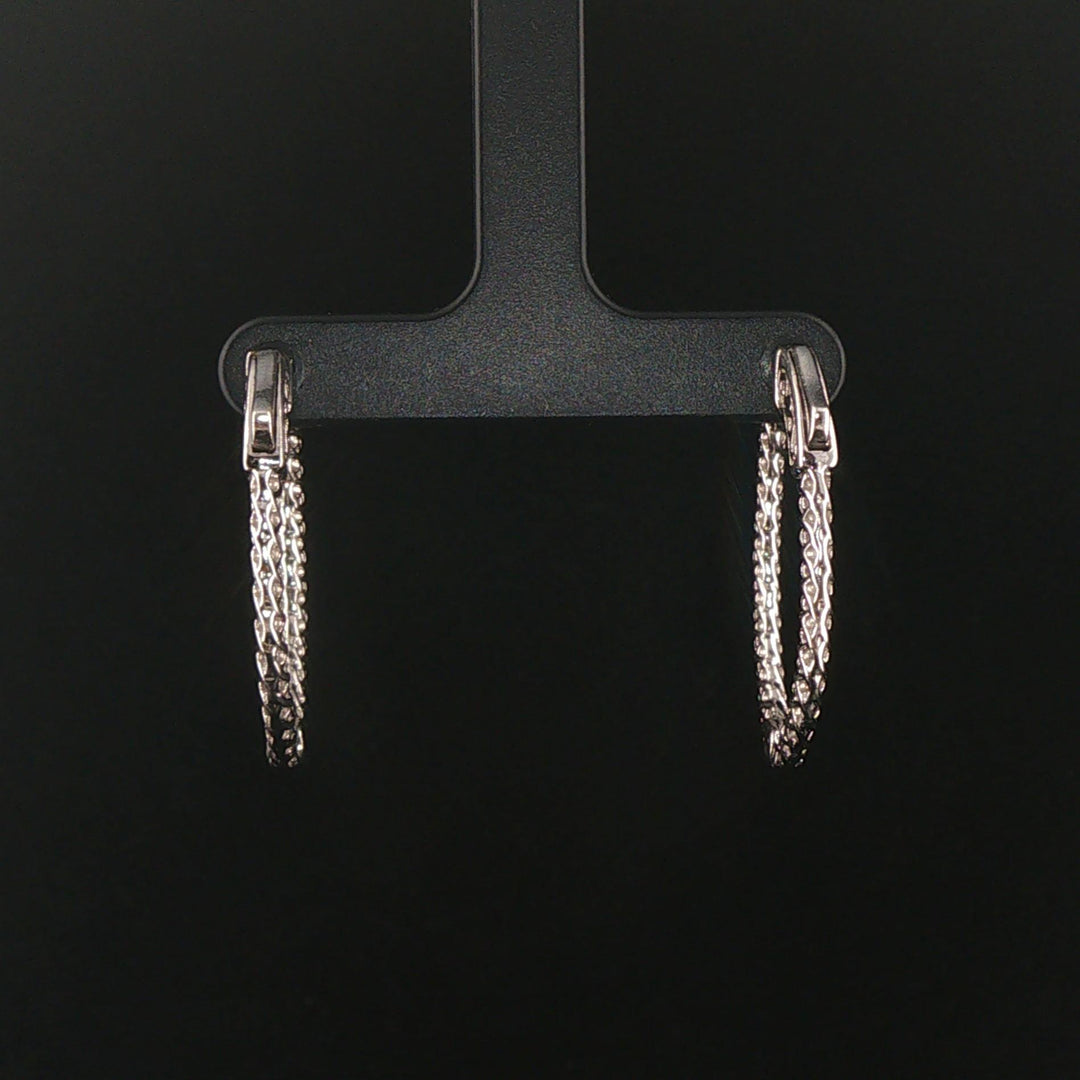 14k White Gold and 1.50cttw Diamond Inside Out Oval Hoop Earrings 1.25"