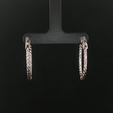14k White Gold and 1.50cttw Diamond Inside Out Oval Hoop Earrings 1.25"