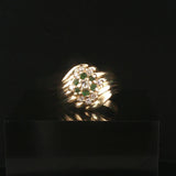 14k Yellow Gold Emerald and Diamond Vintage Cluster Ring Size 5.75