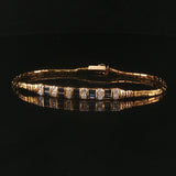 14k Yellow Gold Sapphire and Diamond Bar Station Link Bracelet 6.5"