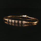 14k Yellow Gold Sapphire and Diamond Bar Station Link Bracelet 6.5"