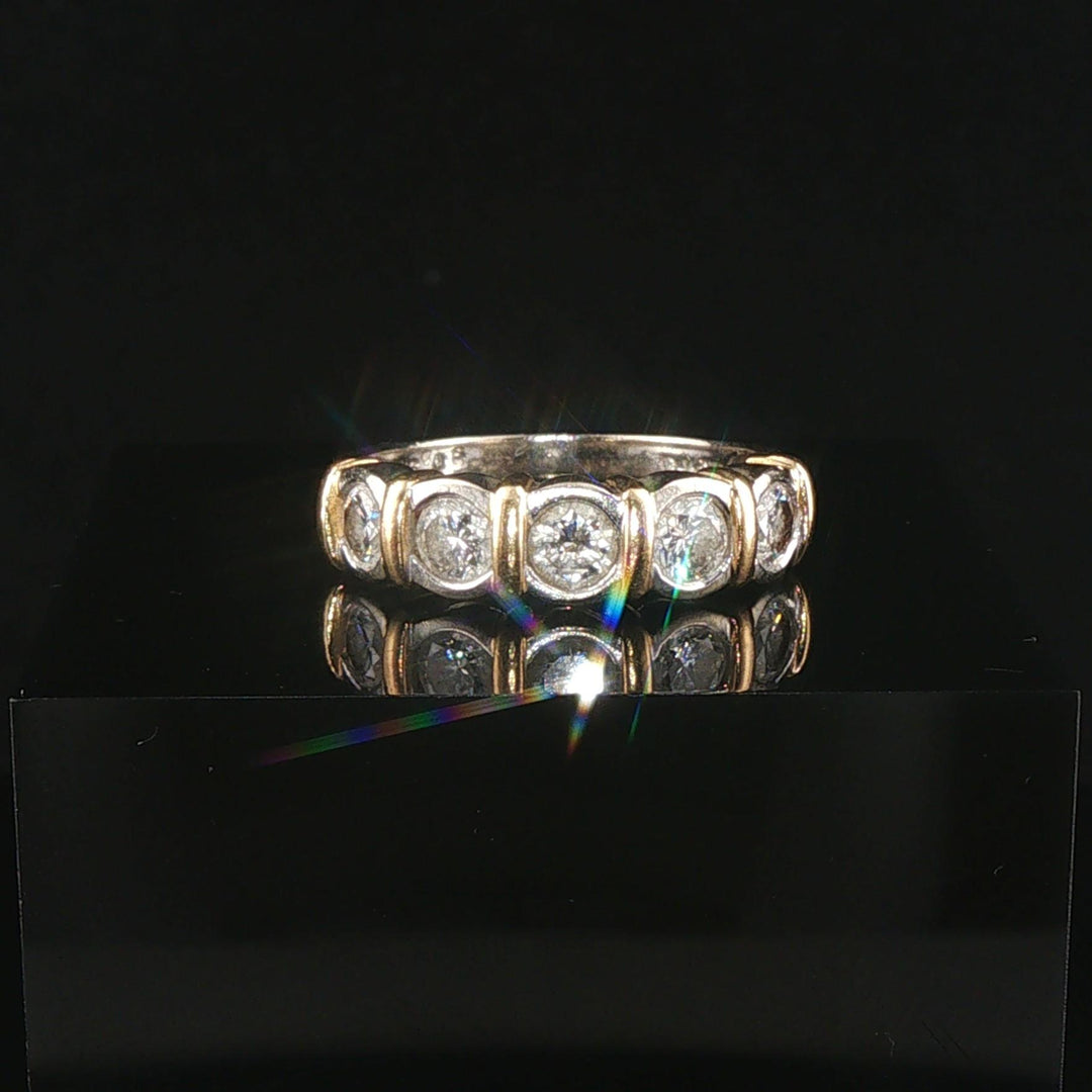 14k Yellow and White Gold 0.97cttw Bezel Set Diamond  Band Ring Size 7