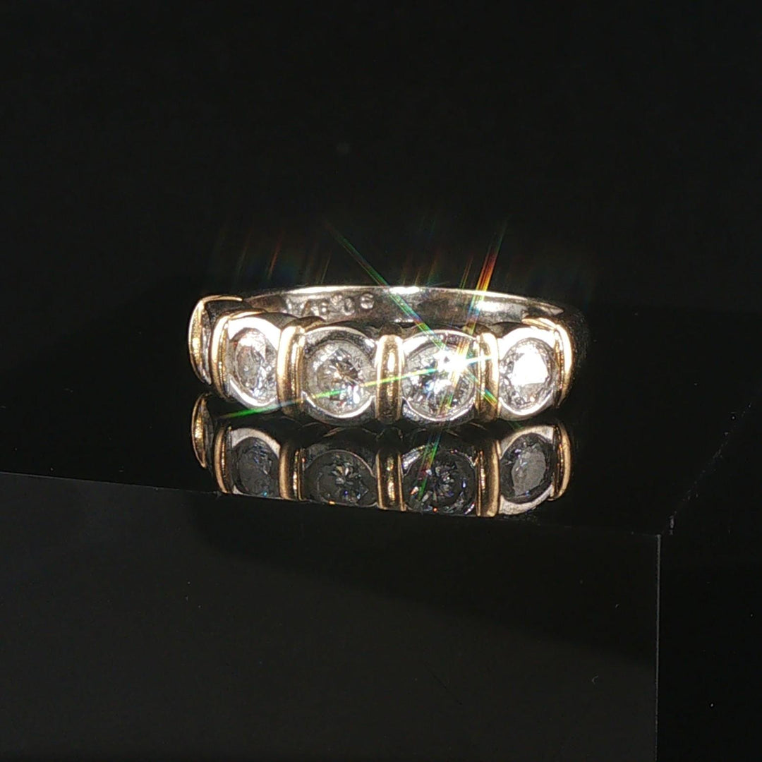 14k Yellow and White Gold 0.97cttw Bezel Set Diamond  Band Ring Size 7