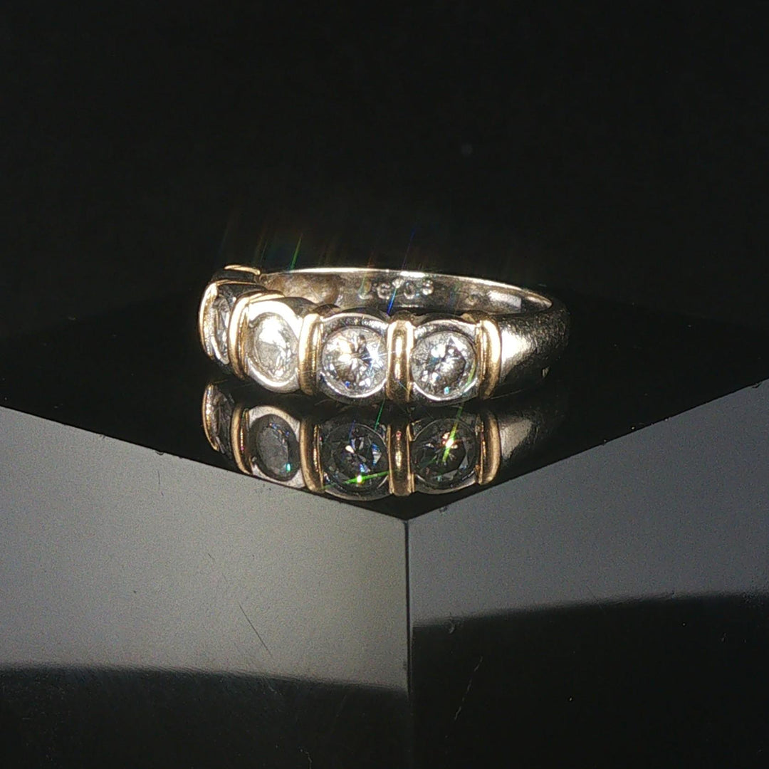 14k Yellow and White Gold 0.97cttw Bezel Set Diamond  Band Ring Size 7