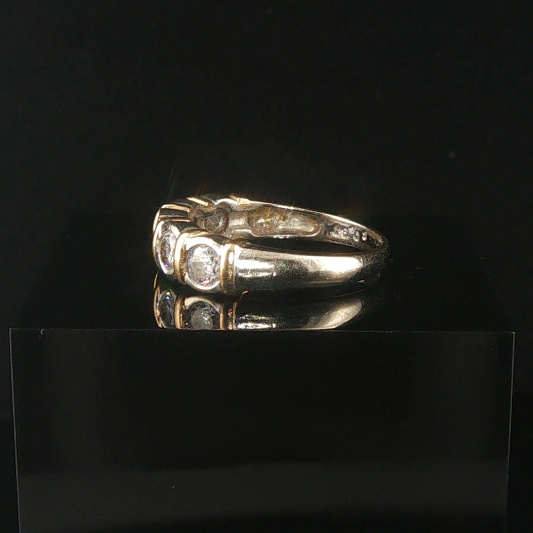 14k Yellow and White Gold 0.97cttw Bezel Set Diamond  Band Ring Size 7