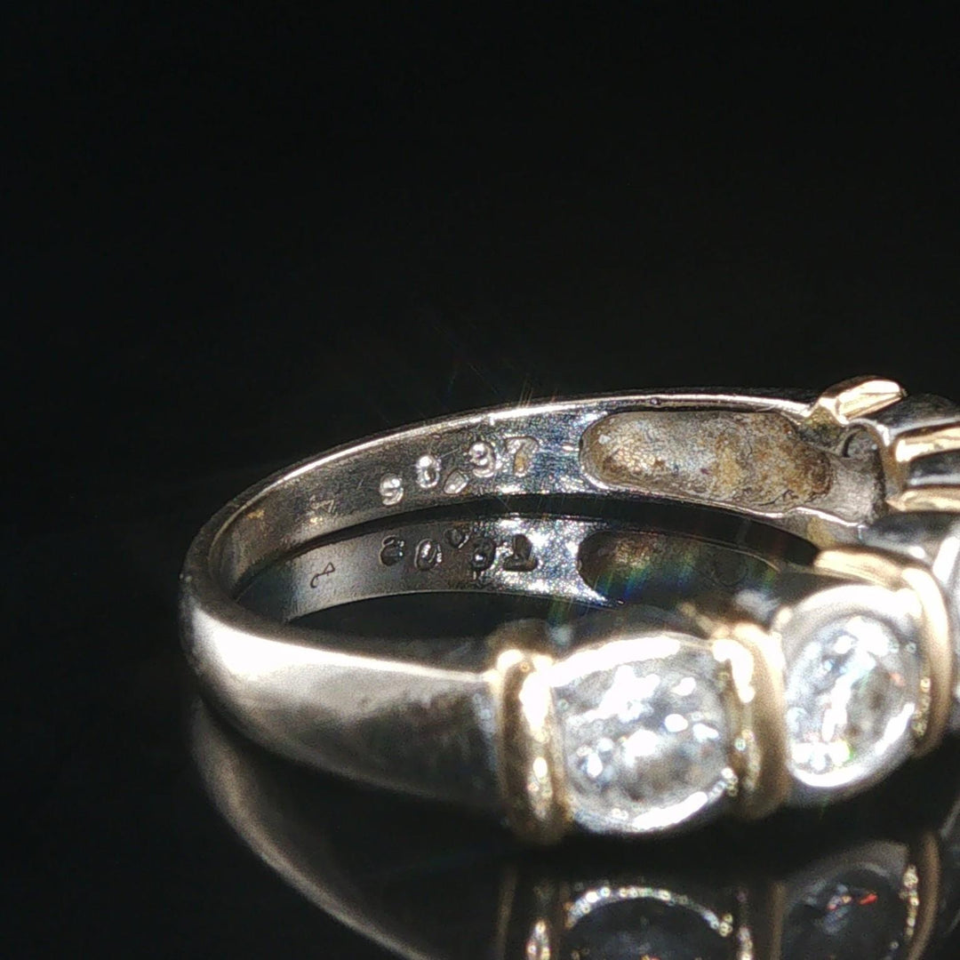 14k Yellow and White Gold 0.97cttw Bezel Set Diamond  Band Ring Size 7
